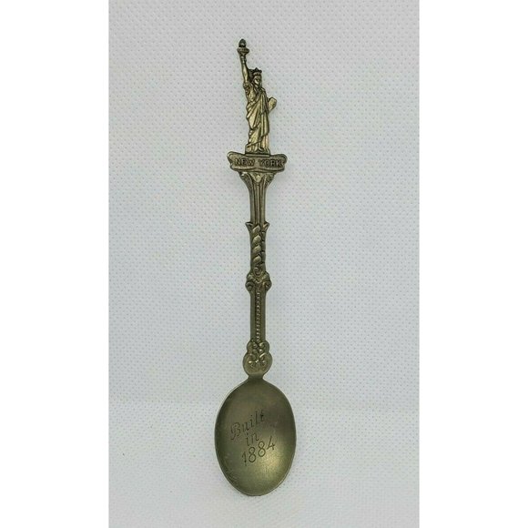 Holland Made New York Statue Of Liberty Embossed Pewter Built In 1884 Mini Spoon - Picture 2 of 12